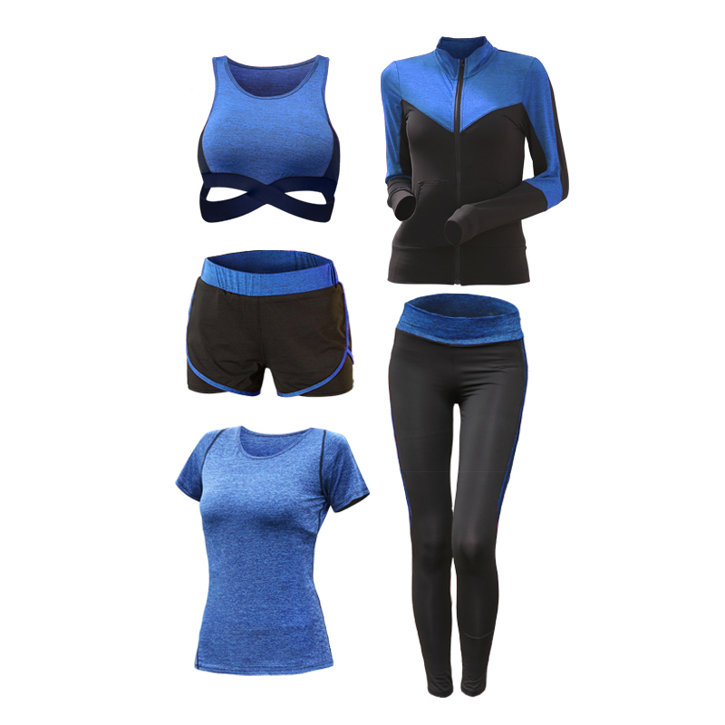 Abbigliamento da yoga da donna 5 pezzi Set completo Abbigliamento sportivo sportivo