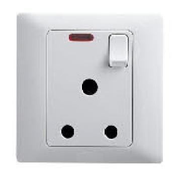 15A/250V 1-gang Round Pin Switched Socket with Neon