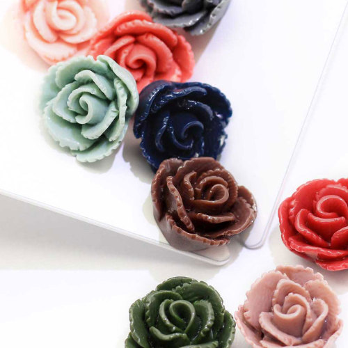Perles de résine à dos plat en forme de Rose colorée Cabochon artisanat fait à la main décor perles entretoise accessoires de vêtement