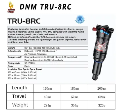 DNM Air Shock TRU-8RC Mountain Bike Rear Shock Absorber