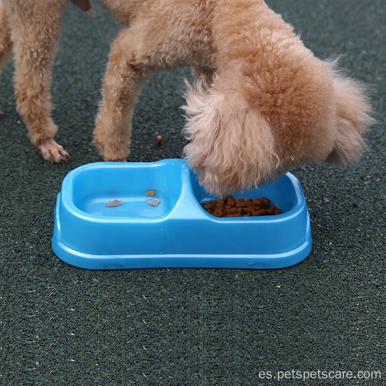 Tazones de plástico dobles tazas de comida de cachorro cuenco para perros