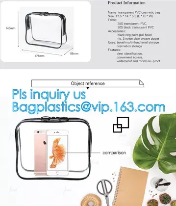 Popular Iridescent Clear PVC Makeup Bag, custom logo printing clear pvc makeup Bag, portable cosmetics makeup bag