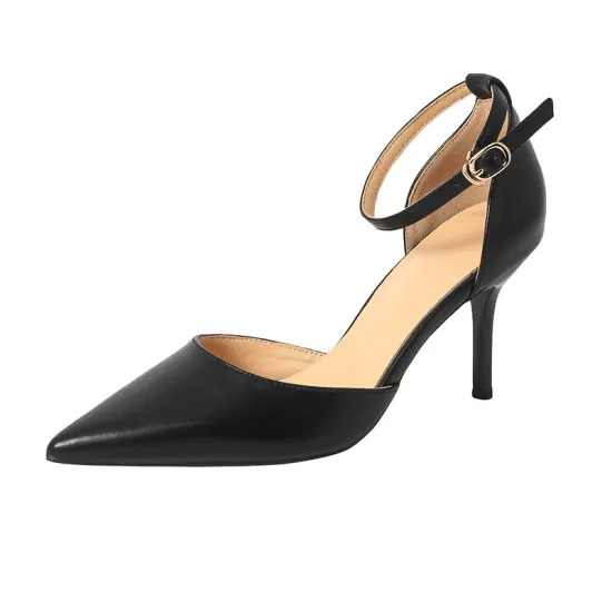 2024 Summer Large Size 43 Hollow Out Handmade PU High Heels with Ankle Strap for Women