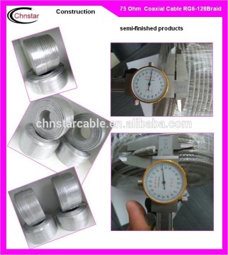 Semi-finished Coaxial Cable RG6-128Braid