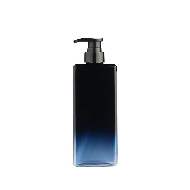 Black square shape plastic petg 500ml shampoo hotel