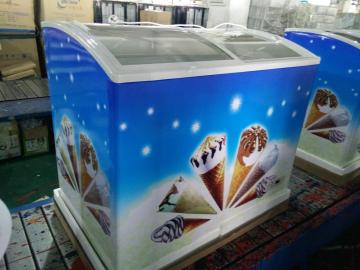 Ice Cream Glass Door Freezer with Curved Glass Door Wd-250y
