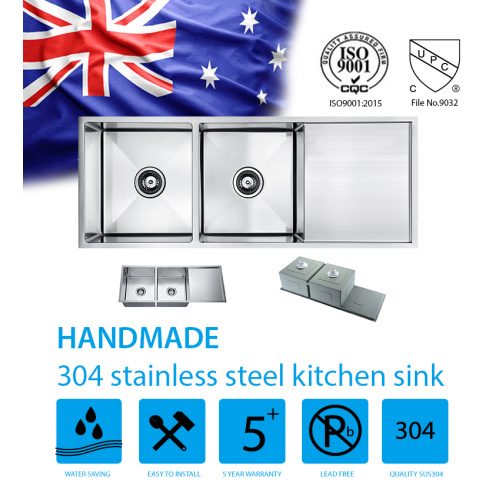 Stainless Sink With Drainboard Hot Sale Drainboard Double Strainer Kitchen Sink Factory