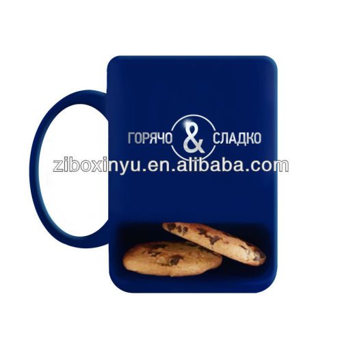 12 oz blue ceramic coffee mug for promotion