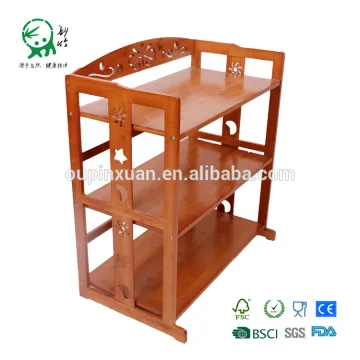 Multi use bamboo microwave oven rack shelf