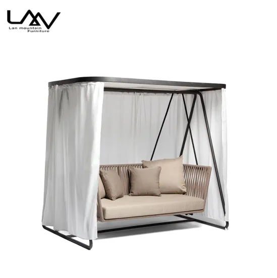 Modern Outdoor Hanging Chair - Metal Frame Wicker Balcony Swing Sofa