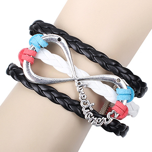 ใหม่กำมะหยี่สีดำสายหนังขนาดใหญ่ว่ายสร้อยข้อมือโบราณเงินโลหะอุปกรณ์ถักสร้อยข้อมือขายส่ง