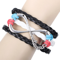 velours multicolore cordon noir en cuir grand infini Bracelets Antique argent métal neuf accessoires tressé bracelet en gros