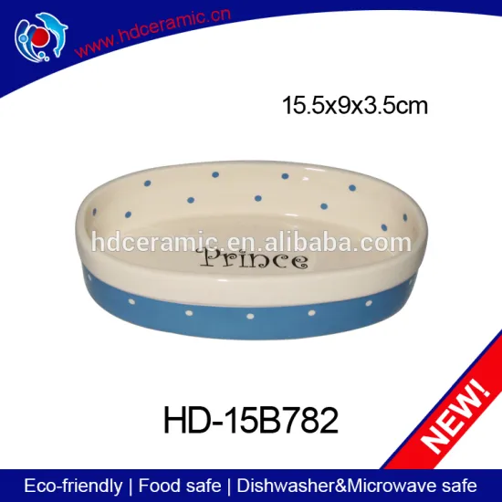 Prince blue ceramic pet cat bowl,decorative dog feeds trough