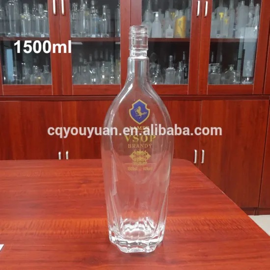 Wholesale thick-wall spirit bottle unique shape 1.5 liter wine bottles