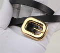 Gold Silver Gran Hebilla del cinturón delgado de cuero genuino