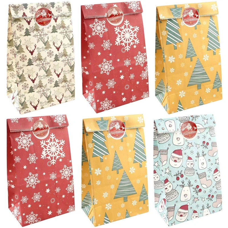 Christmas Carton Gift Printing Sacs Emballage Brown Kraft Paper Sac à bas prix