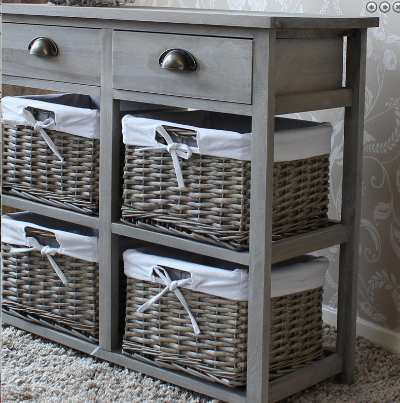 Four Wicker Basket Storage Unit2 Jpg