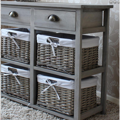 Arts and Crafts Storage Units Vintage Grey Range Drawer and Four Wicker Basket Supplier