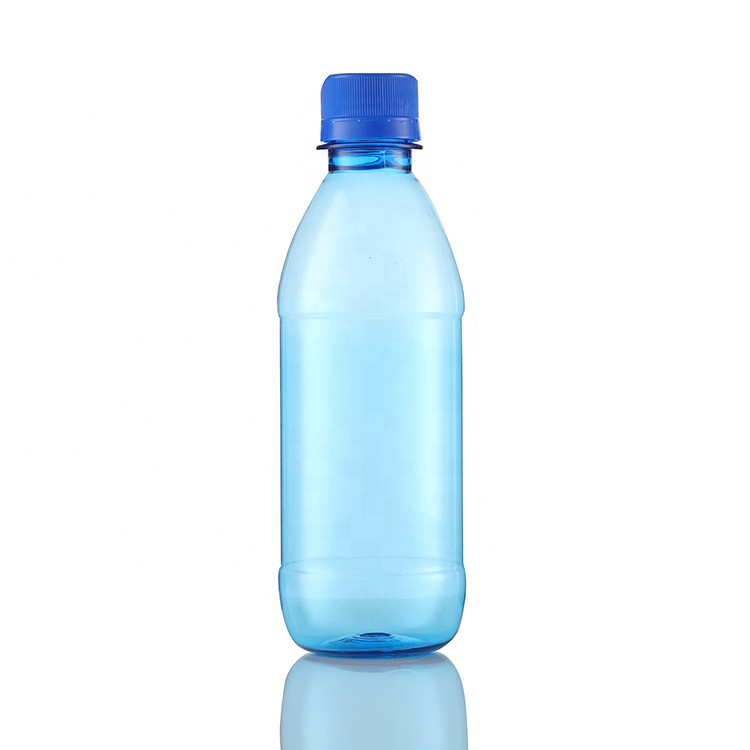 Alta qualidade bom preço claro azul colorido 500ml 300ml animal de estimação água plástica de água de bebida com tampa de anel de segurança