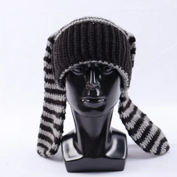 Sweet and Cute Long Rabbit Ear Knitted Hat - Vintage Striped Winter Fashion