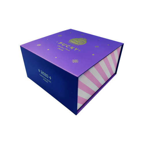 Gold Stamping Logo Purple Chocolate Paper Box