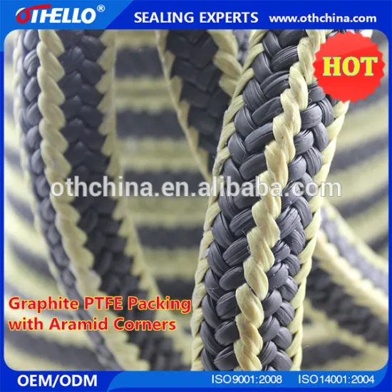 High pressure ptfe graphite packing with aramid