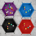 7 Inch Folding Hexagon PU Leather and Velvet Dice Holder for Dungeons and Dragons RPG Dice Gaming