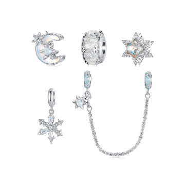 Fashion 925 Sterling Silver Plated White Bracelets with Moon Charms for Jewelry Making
