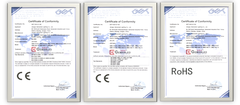 LED BULB ce AND ROHS CERTIFICATES