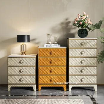 Luxury White 5-Drawer Wood Storage Cabinet for Living Room