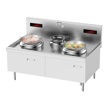 Pengilang Cooktop Double Commercial: 2 Burner Stove Electric Industrial Wok Induction Cooker 380V 8kw Half Bridge