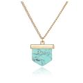 Pendentif en pierre turquoise Collier long en or