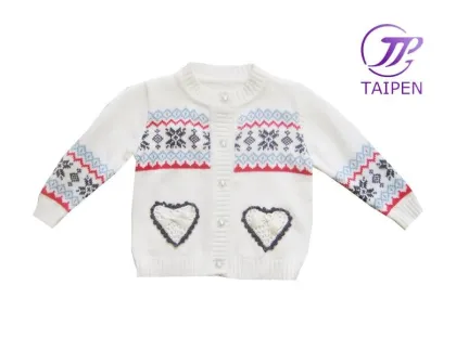 Wholesale Latest Style Kids Girls Knitted Sweater 100% Cotton Kids Girls Cardigan Sweater