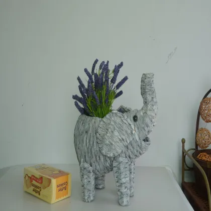 wash white water hyacinth elephant decoration pot