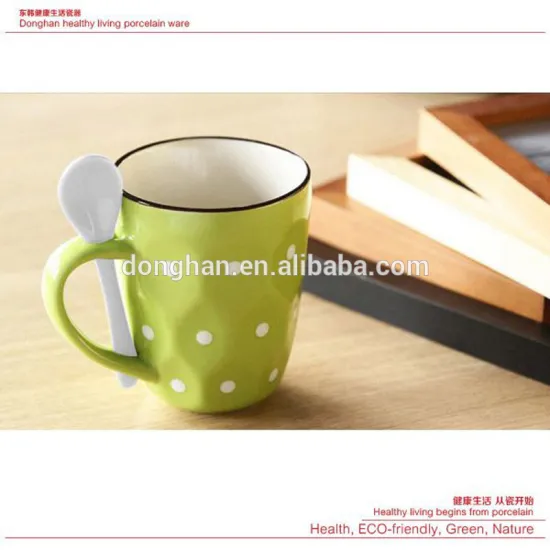 various color mug ceramic coffee mug with spoon in handle