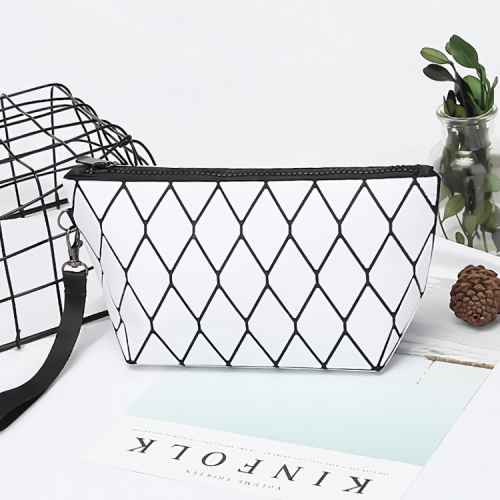 Fashion Handbags Women pouch luminous PU cosmetic bag geometric rhombic pattern makeup zipper bags Manufactory