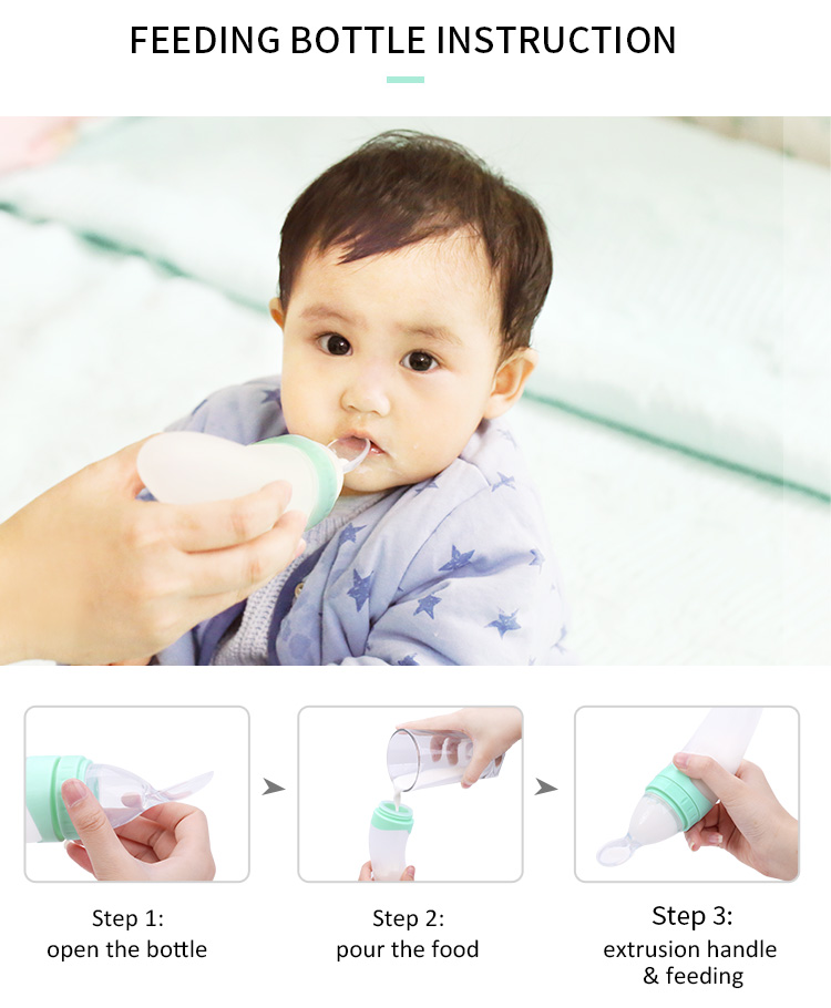 baby feeding bottle with spoon 