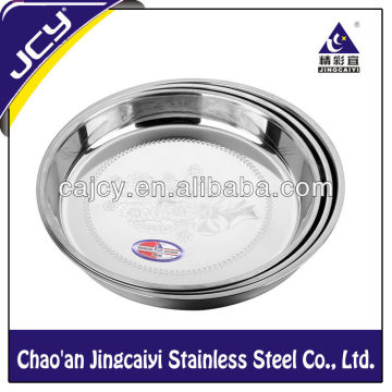 Stainless Steel Kitchenware Deepen Embossed Round Plates