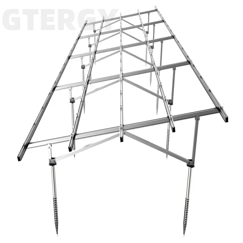 Customized Solar PV Ground Racking System with Ground Screw Mounting