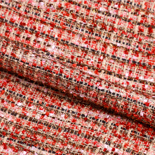 Tissu de brocart de coton rouge chaud