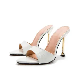 Hot Sale Large size high heels women's new stiletto European and American sexy open toe trade snake pattern pointed sandals