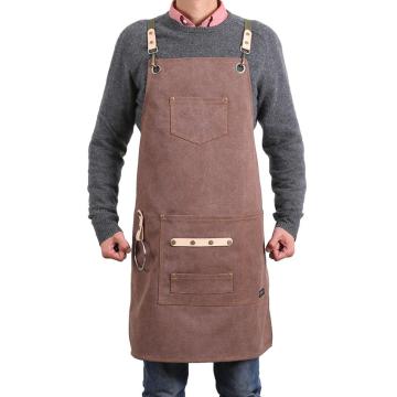 DEETRUST BBQ Canvas Apron Bib Chef Kitchen Apron for Women Men Barista Bartender Pockets home barber cook Coffee Restaurant