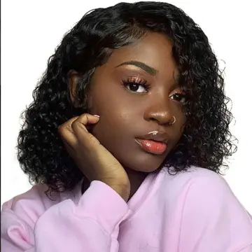 180% density short curly water wave bob hd lace front wigs, 10a grade human hair water wave short lace frontal bob wigs