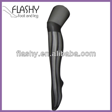 Ladies jacquard sheer rib strip dress fashion tights