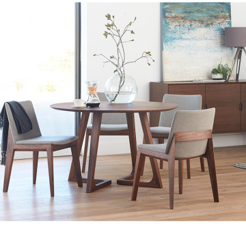 Modern Walnut Round Dining Table for 6