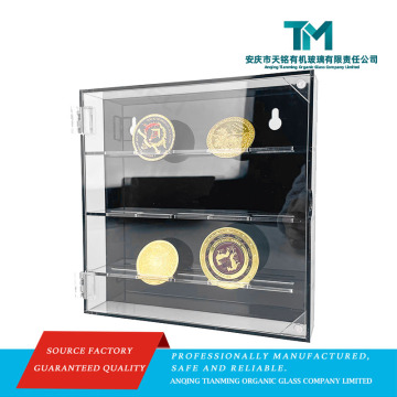 Elegante vitrine de moedas em acrílico com capa brilhante