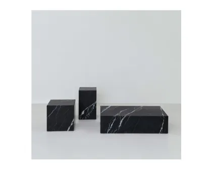 Bianco White Marble Small Cube Plinth Coffee Table