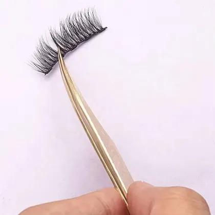 Qianya Custom Logo Eyelash Extension Tweezers Set - Gold EyeLash Tweezers with Fiber Tips