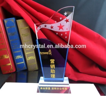 personalized Crystal Blue Award Trophy MH-J0636