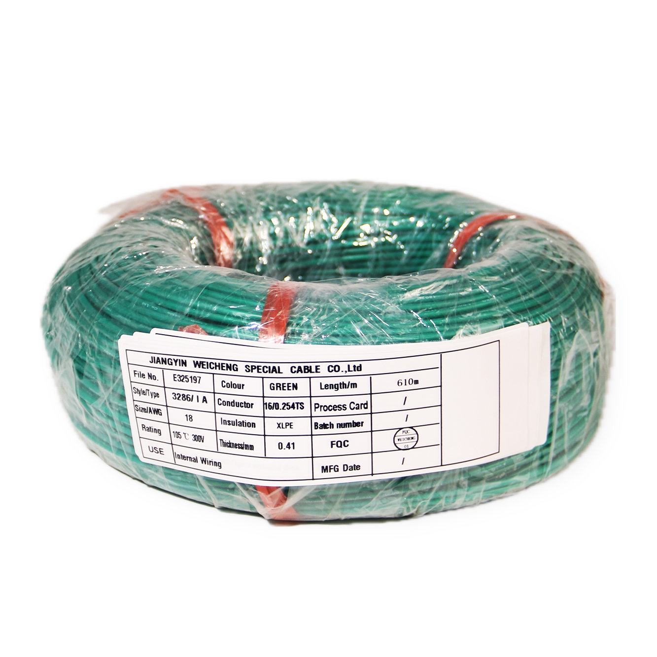 Low smoke environmental protection lead wire UL3286 18AWG